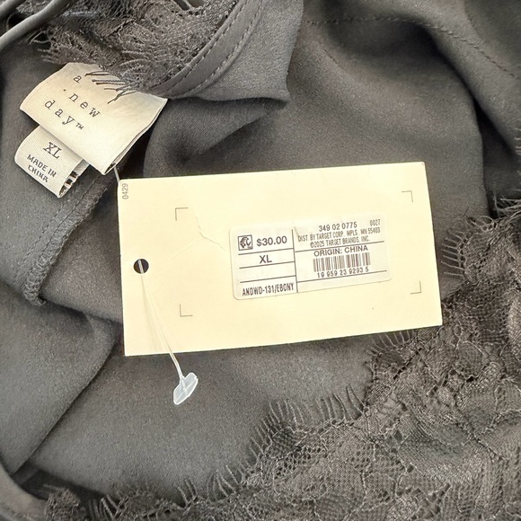 🖤 NWT A New Day Satin Lace Trim Midi Slip Dress Black XL - Picture 2 of 6